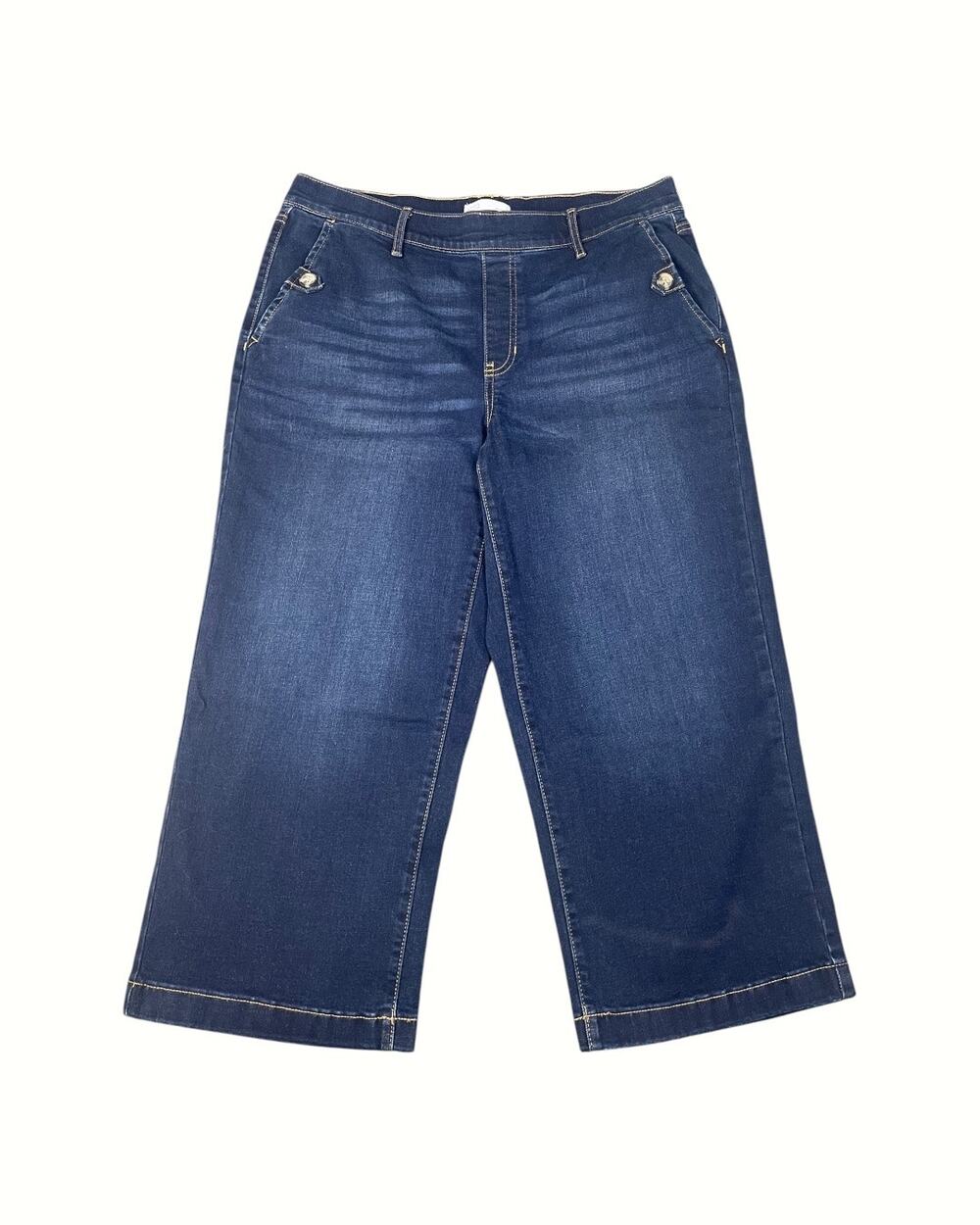 Croft & Barrow Women’s Medium Dark Wash Denim Pull On Wide Leg Cropped Pants